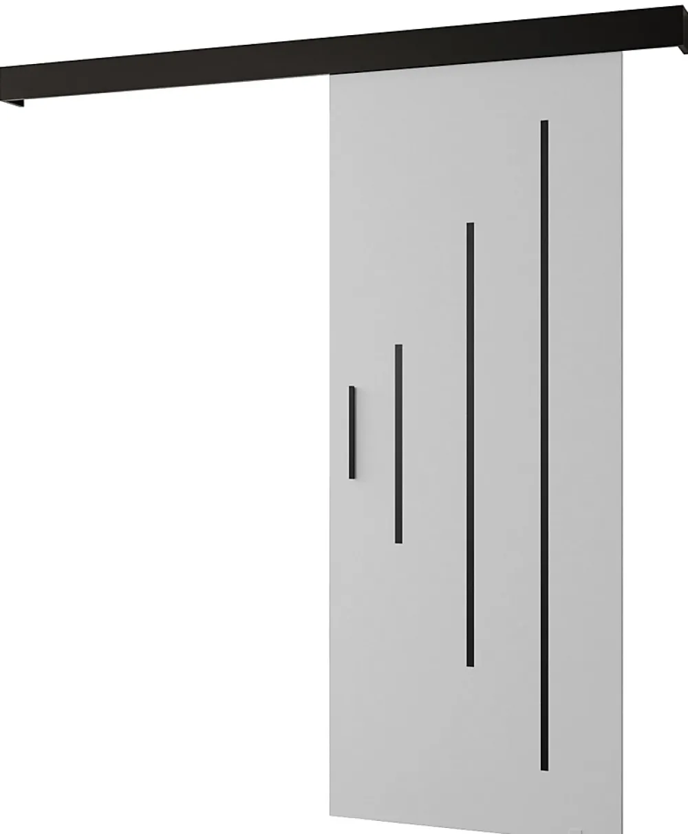 Abiks Meble Portes coulissantes Salwador Y 90x204 cm (Blanc / Noir / Noir)- Porte Coulissante
