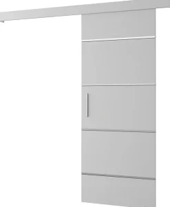 Abiks Meble Portes coulissantes Salwador IV 90x204 cm (Blanc / Blanc / Argent)- Porte Coulissante
