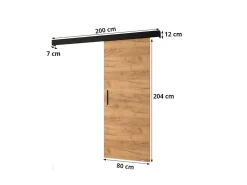 Abiks Meble Porte Coulissante<Portes coulissantes Salwador Y 80x204 cm (Cachemire / Noir / Noir)
