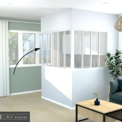 Verrière<Poteau de terminaison en alumium coloris blanc thermolaqué H.108cm