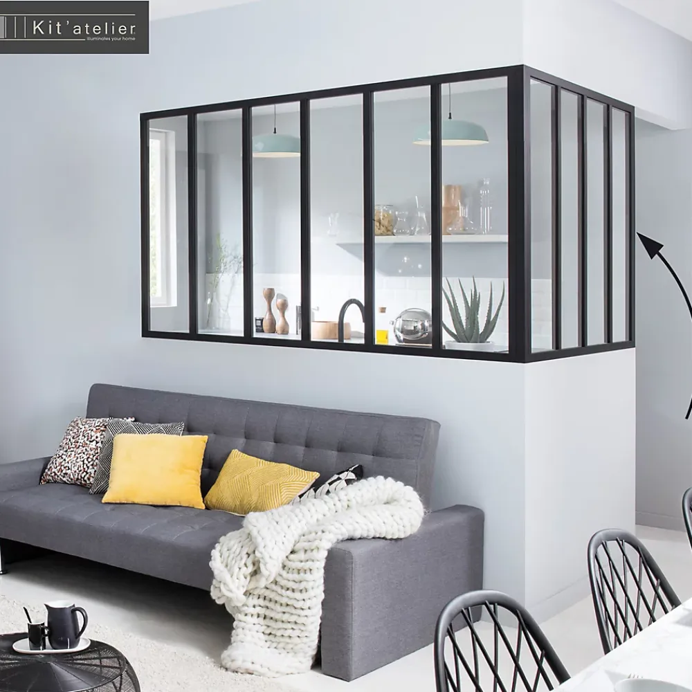 Poteau de terminaison en aluminium coloris noir sablé H.108cm- Verrière