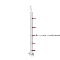 AICA Sanitaire Poteau Garde-Corps en aluminium argent L.890 mm - Pose verticale, idéal intérieur et extérieur- Accessoire D'Escalier