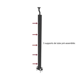 AICA Sanitaire Poteau Garde-Corps en aluminium noir L.890 mm - Pose verticale, idéal intérieur et extérieur- Accessoire D'Escalier