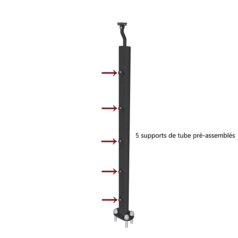 AICA Sanitaire Poteau Garde-Corps en aluminium noir L.890 mm - Pose verticale, idéal intérieur et extérieur- Accessoire D'Escalier