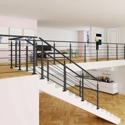 AICA Sanitaire Poteau Garde-Corps en aluminium noir L.890 mm - Pose verticale, idéal intérieur et extérieur- Accessoire D'Escalier