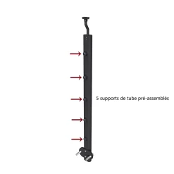 AICA Sanitaire Accessoire D'Escalier<Poteau Garde-Corps en aluminium noir L.890 mm - Pose suspendue ou latérale, idéal intérieur et extérieur