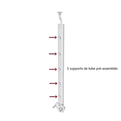 AICA Sanitaire Poteau Garde-Corps en aluminium argent L.890 mm - Pose suspendue ou latérale, idéal intérieur et extérieur- Accessoire D'Escalier