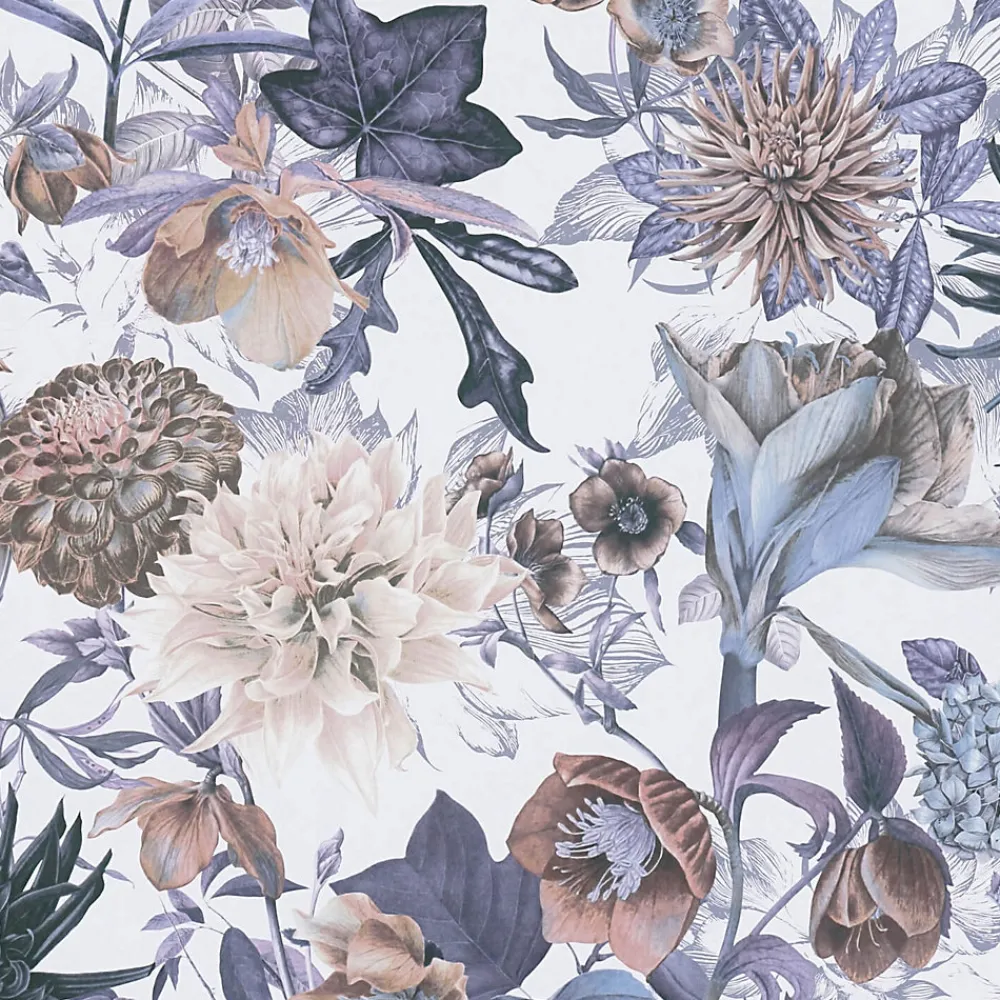 Profhome 381751-GU Papier peint floral lisse mat 5,33 m2- Papier Peint