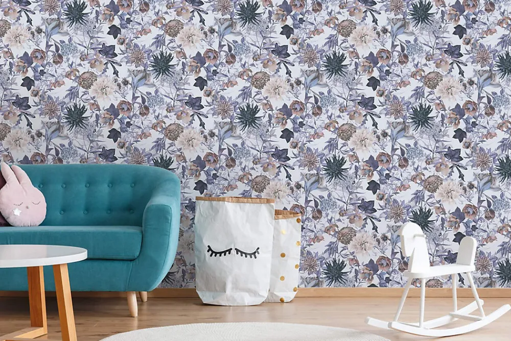 Profhome 381751-GU Papier peint floral lisse mat 5,33 m2- Papier Peint