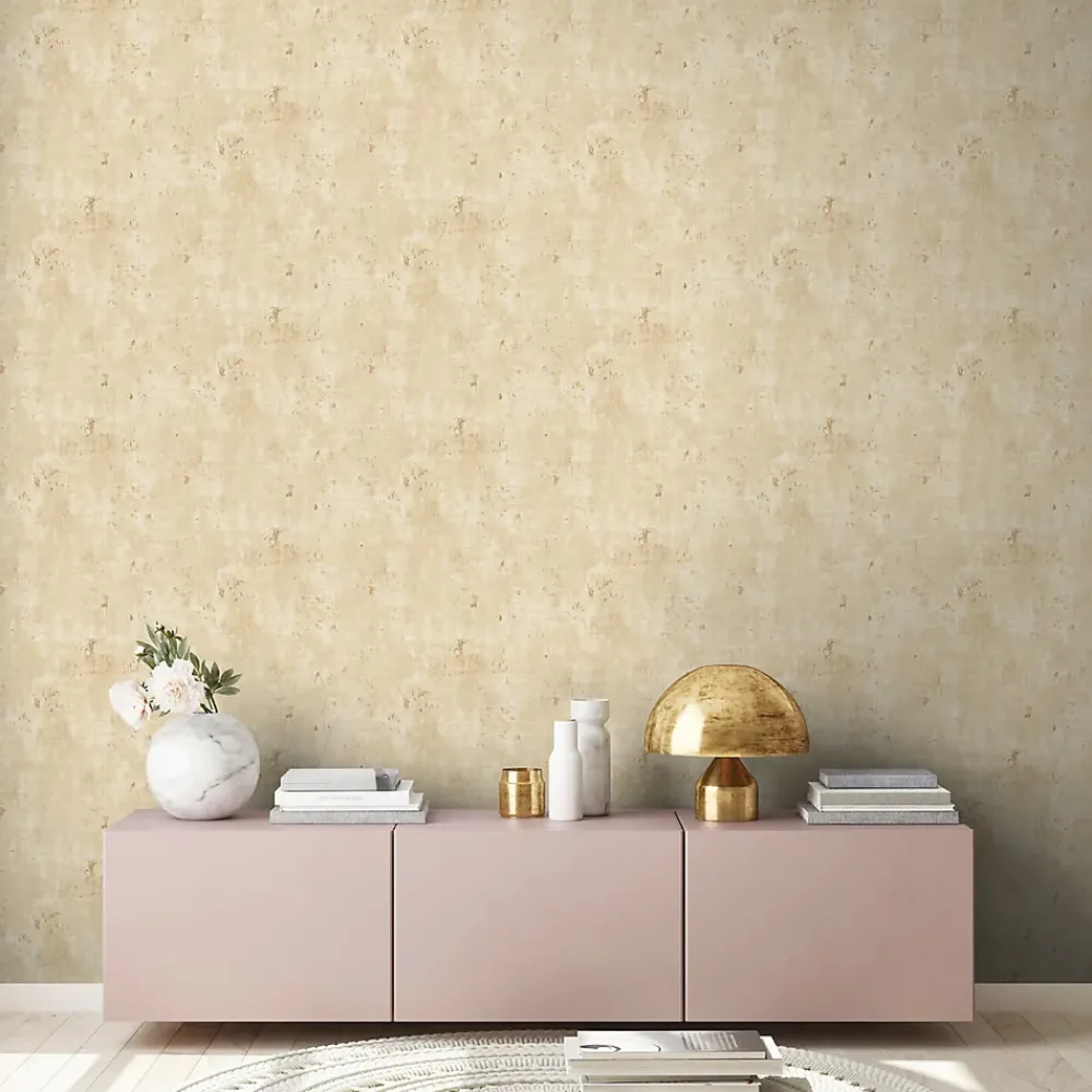 Profhome Papier Peint<396705-GU Papier peint aspect crépi texturé et des accents métalliques 5,33 m2