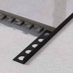 Ilcom Profil angulaire J en acier inoxydable pour les carreaux 12mm x 2700mm - noir matt- Profilé Carrelage