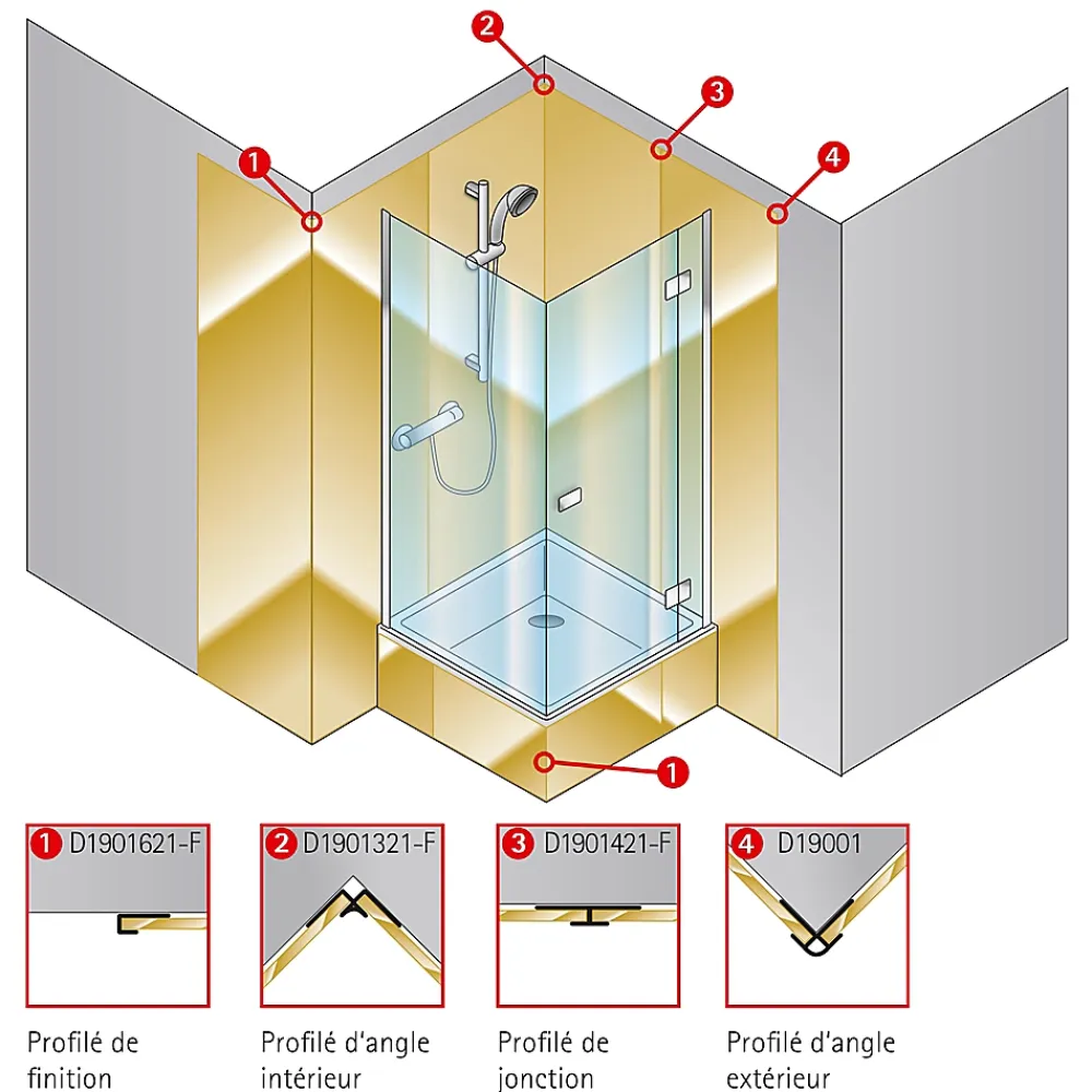 Schulte Profilé d'angle intérieur pour panneaux muraux DécoDesign, alu argenté- Panneau Mural De Salle De Bains