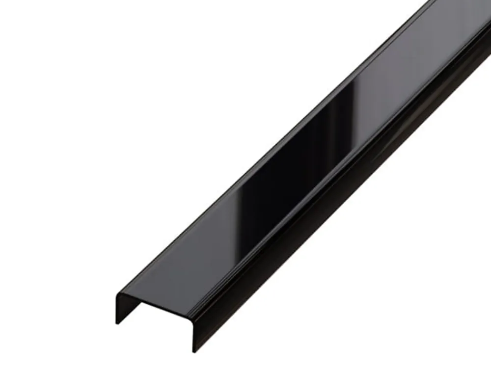 Ilcom Profilé décoratif C en acier inoxydable pour carrelage Noir poli - 40 mm x 2700 mm x 0,65 ep.- Profilé Carrelage