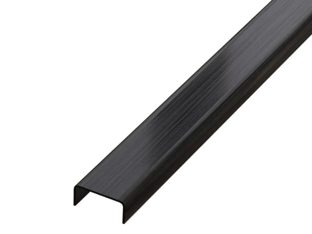 Ilcom Profilé Carrelage<Profilé décoratif C en acier inoxydable pour carrelage Noir satiné - 10 mm x 2440 mm x 0,65 ep.