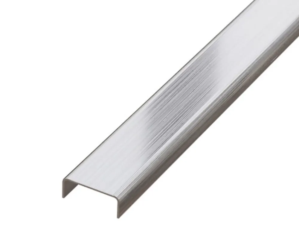Ilcom Profilé décoratif C en acier inoxydable pour carrelage Argent satiné - 40 mm x 2440 mm x 0,65 ep.- Profilé Carrelage