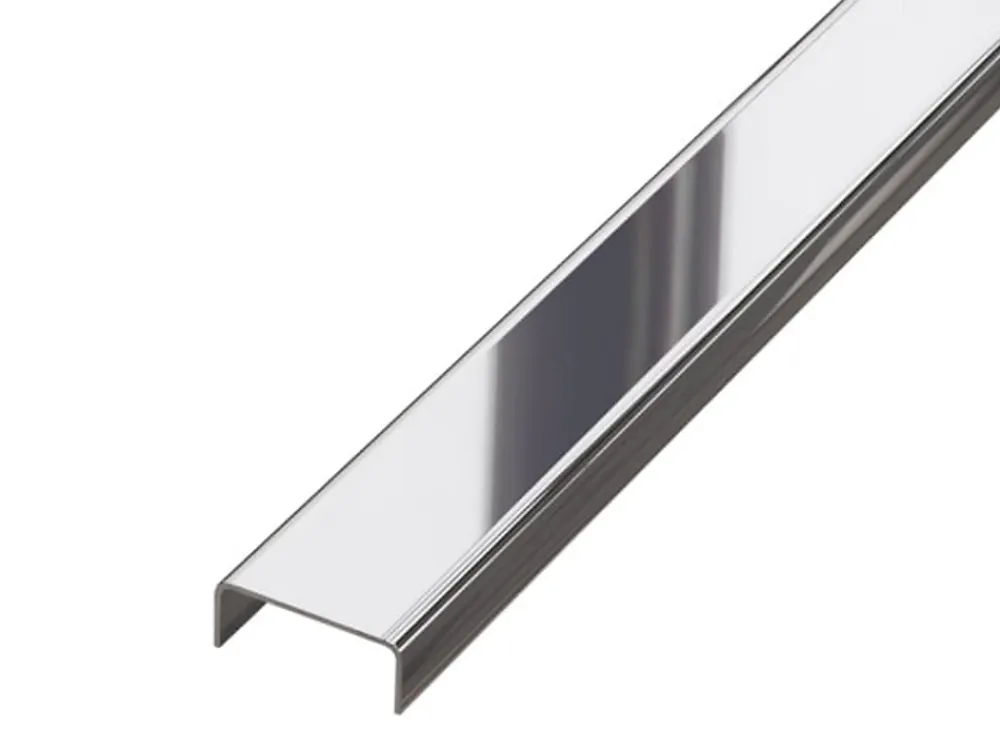 Ilcom Profilé décoratif C en acier inoxydable pour carrelage Argent poli - 10 mm x 2700 mm x 0,65 ep.- Profilé Carrelage