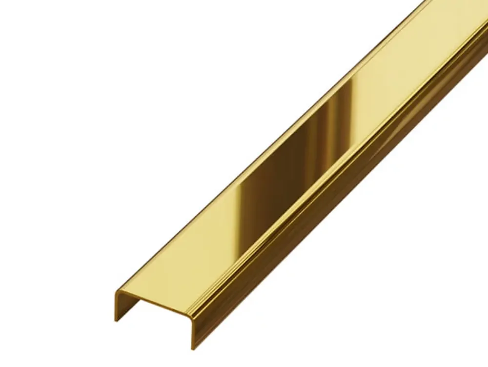 Ilcom Profilé décoratif C en acier inoxydable pour carrelage Or poli - 20 mm x 2440 mm x 0,65 ep.- Profilé Carrelage