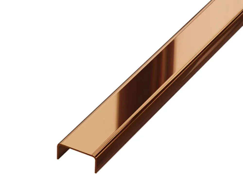 Ilcom Profilé décoratif C en acier inoxydable pour carrelage Cuivre poli - 10 mm x 2440 mm x 0,65 ep.- Profilé Carrelage