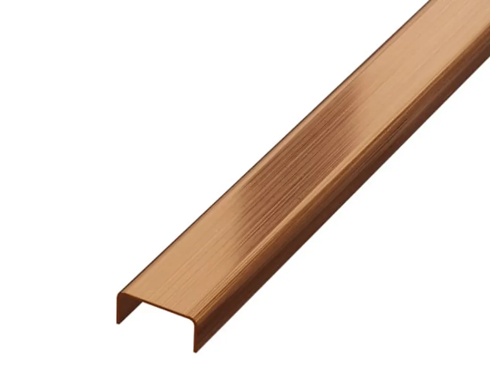 Ilcom Profilé décoratif C en acier inoxydable pour carrelage Cuivre satiné - 40 mm x 2440 mm x 0,65 ep.- Profilé Carrelage