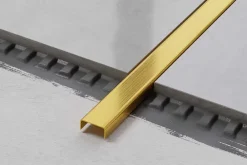 Ilcom Profilé décoratif C en acier inoxydable pour carrelage Or satiné - 20 mm x 2440 mm x 0,65 ep.- Profilé Carrelage