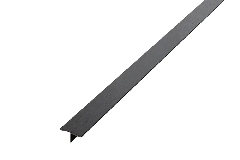 Ilcom Profil décoratif T en acier inoxydable pour couvrir jonction Noir satiné - 20mm X 10mm X 2440mm- Profilé Carrelage