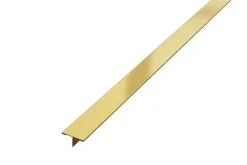 Ilcom Profilé Carrelage<Profil décoratif T en acier inoxydable pour couvrir jonction Or satiné - 20mm X 10mm X 2440mm