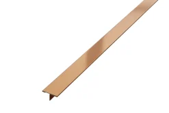 Ilcom Profilé Carrelage<Profil décoratif T en acier inoxydable pour couvrir jonction Cuivre satiné - 20mm X 10mm X 2440mm