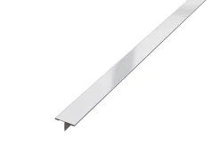 Ilcom Profilé Carrelage<Profil décoratif T en acier inoxydable pour couvrir jonction Argent satiné - 20mm X 10mm X 2440mm