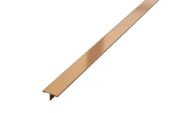 Ilcom Profil décoratif T en acier inoxydable pour couvrir jonction Or poli - 20mm X 10mm X 2700mm- Profilé Carrelage