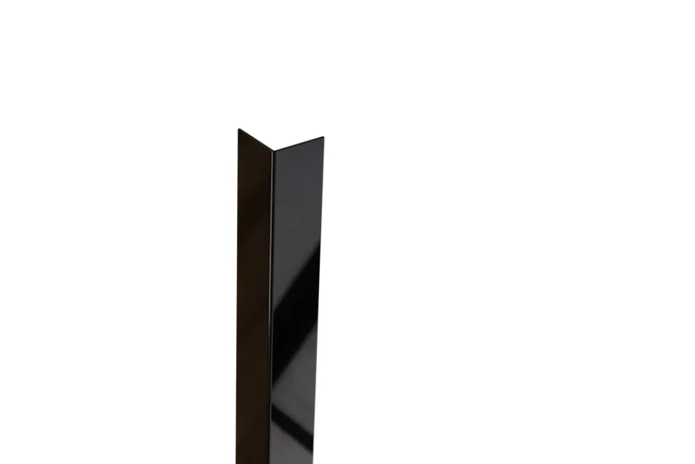 Ilcom Profilé décoratif L Angle extérieur en acier inoxydable 30 mm x 30 mm x 2700 mm - noir poli- Profilé Carrelage