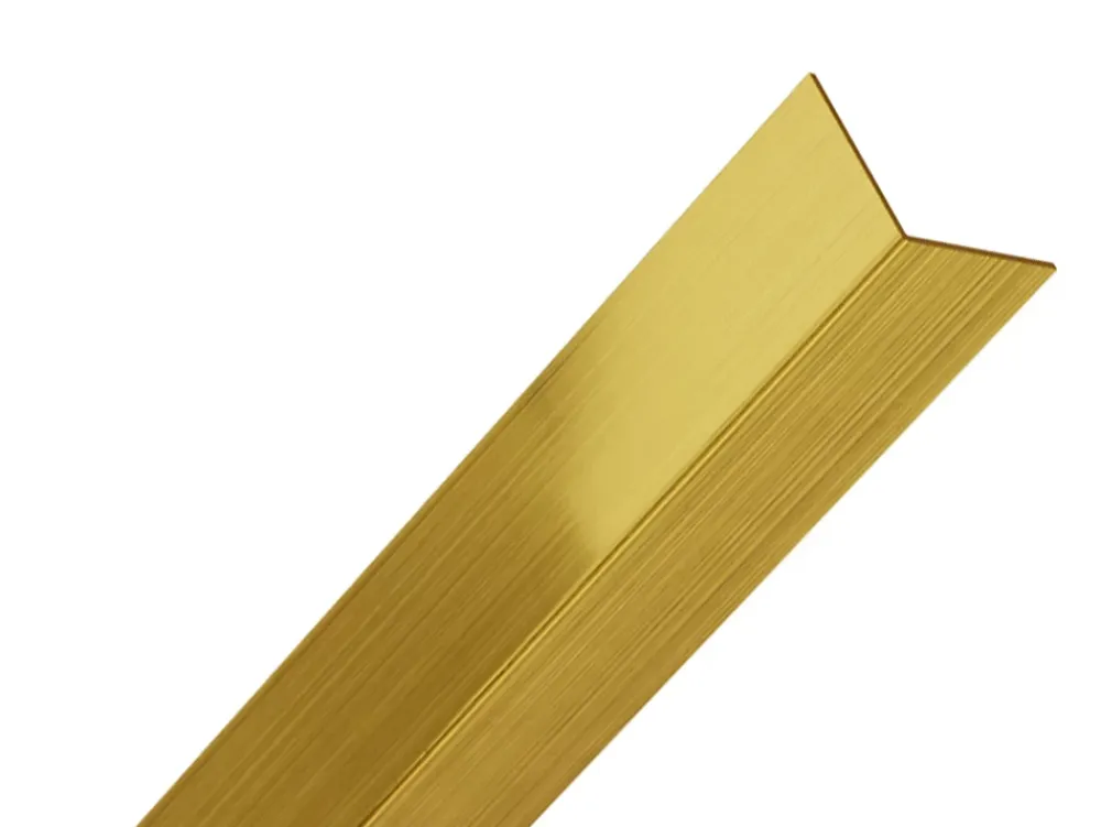 Ilcom Profilé décoratif L Angle extérieur en acier inoxydable 30 mm x 30 mm x 2700 mm - or satiné- Profilé Carrelage