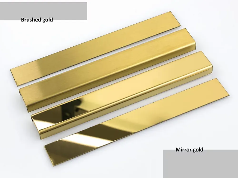 Ilcom Profilé décoratif L Angle extérieur en acier inoxydable 30 mm x 30 mm x 2700 mm - or satiné- Profilé Carrelage