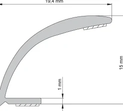 Diall Profilé de carrelage intérieur PVC auto-adhésif courbé blanc L.250 x l. 1.94 x Ep. 0,1 cm- Profilé Carrelage