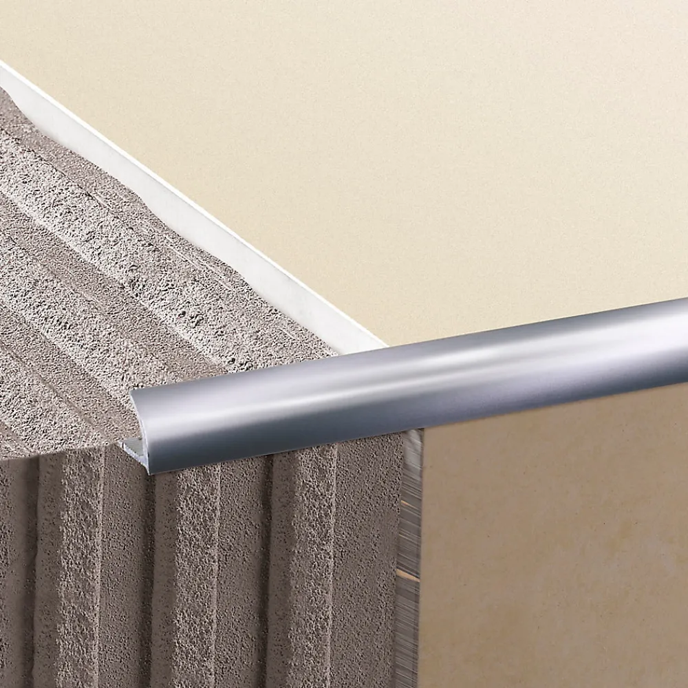 Diall Profilé de carrelage intérieur rond aluminium effet chromé poli L.2,5m x l.2,65cm x ep.6mm- Profilé Carrelage