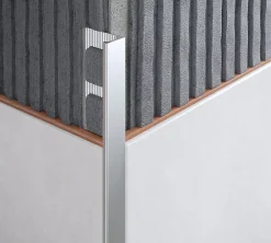 Diall Profilé de carrelage intérieur droit aluminium argent anodisé mat L.2,5m x l.2,2cm x ep.10mm- Profilé Carrelage