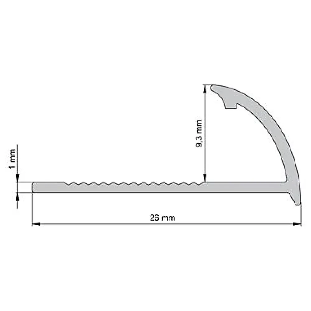 Diall Profilé de carrelage intérieur rond PVC gris lisse L.2,5m x l.2,7 cm x ep.9mm- Profilé Carrelage