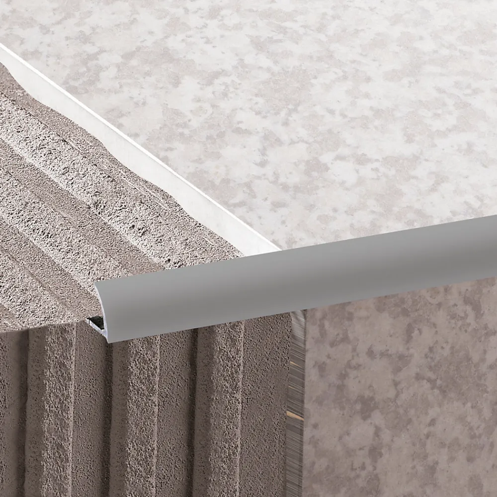 Diall Profilé de carrelage intérieur rond PVC gris lisse L.2,5m x l.2,7 cm x ep.9mm- Profilé Carrelage