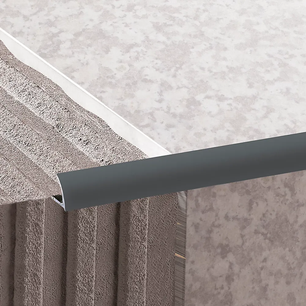 Diall Profilé Carrelage<Profilé de carrelage intérieur 1/4 rond PVC anthracite L.2,5m x l.2,7 cm x ep.9mm