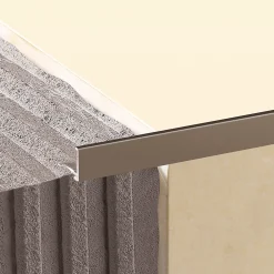 Diall Profilé Carrelage<Profilé de carrelage intérieur droit aluminium champagne brossé texturé L.2,5m x l.1,74cm x ep.20mm