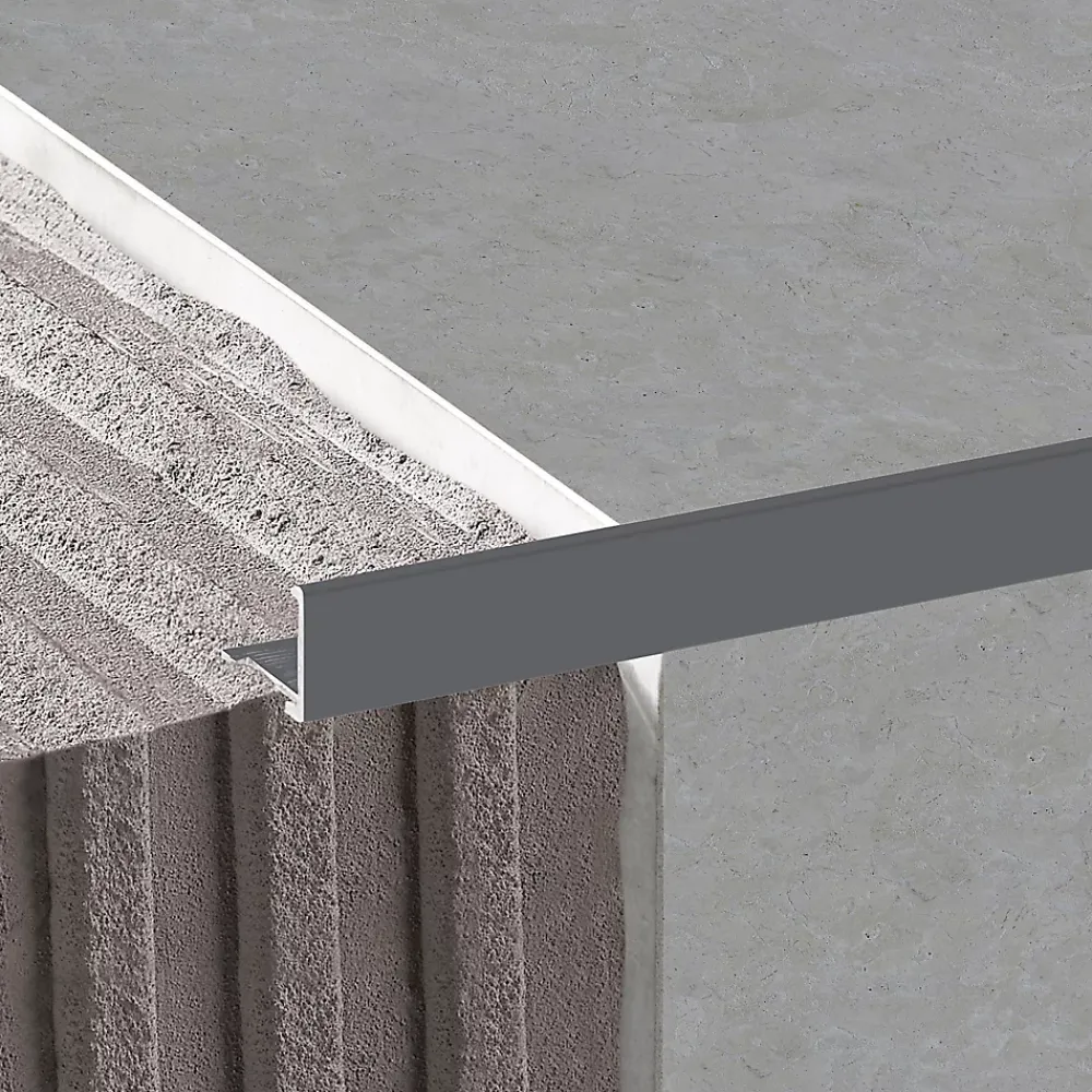 Diall Profilé de carrelage intérieur angle droit alu 22 mm x 2.5 m gris foncé- Profilé Carrelage