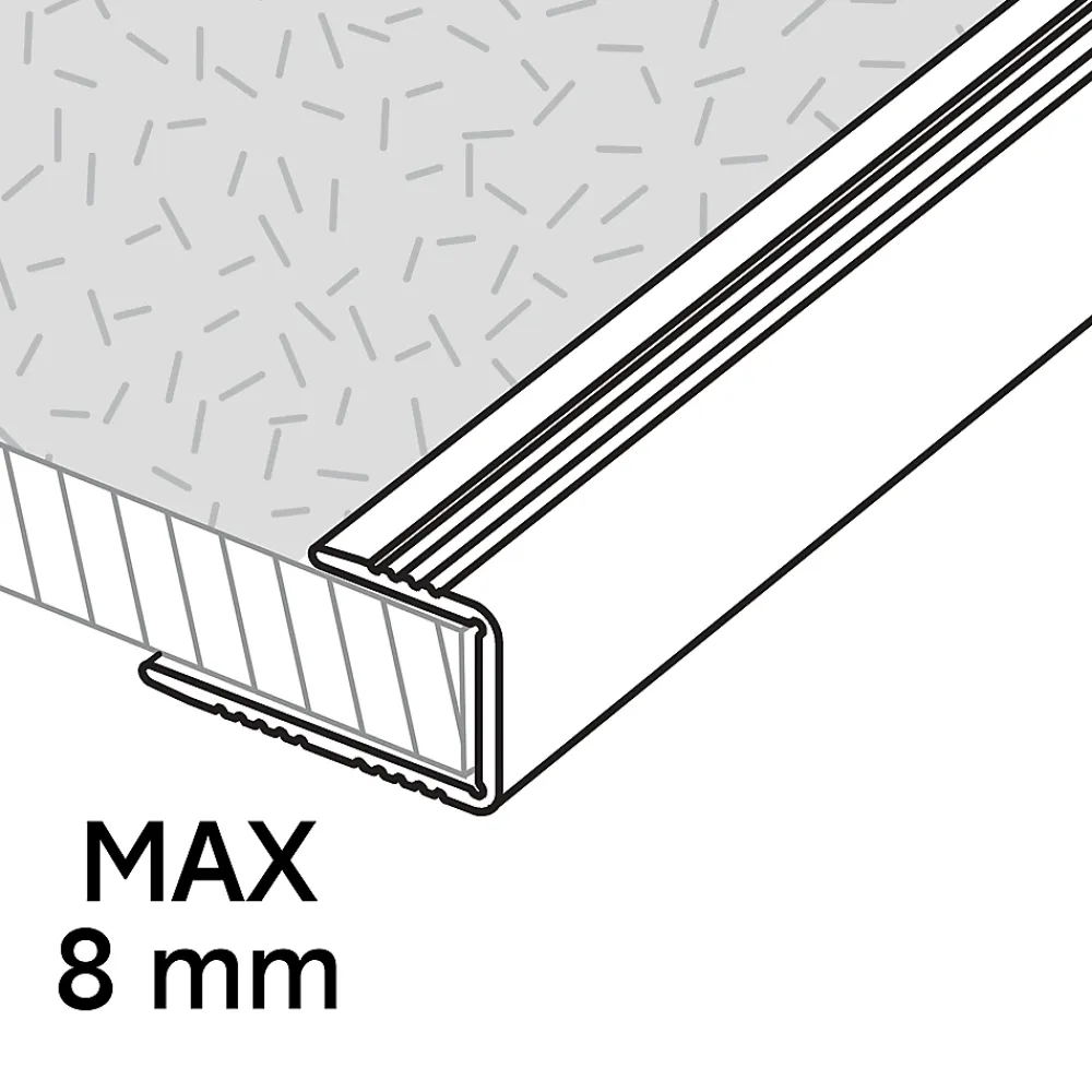 GoodHome Profilé De Rénovation Pour Sol<Profilé de finition en U en aluminium pour sol , décor métal mat 8,5 x 1 800 mm
