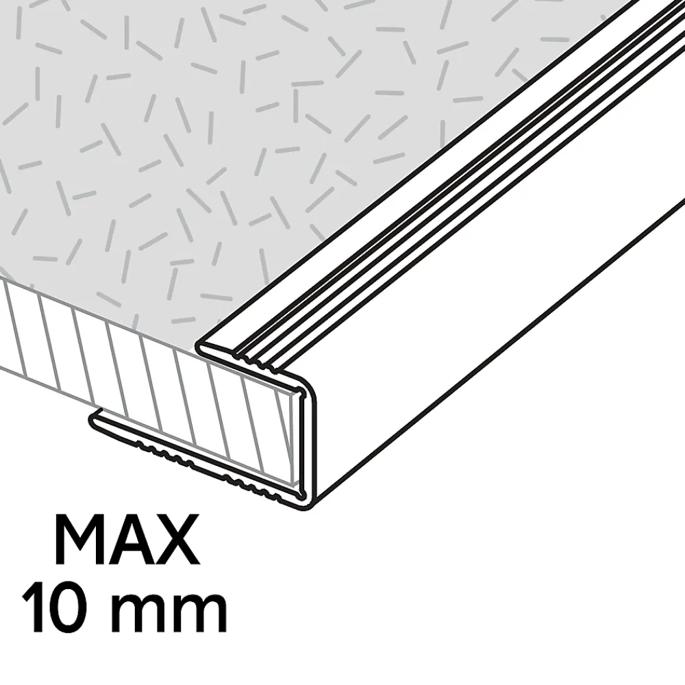 GoodHome Profilé de finition en U en aluminium pour sol , décor métal mat 10,5 x 930 mm- Profilé De Rénovation Pour Sol