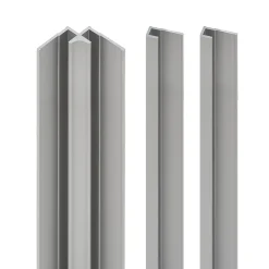 Schulte Profilé de fintion + 1 profilé d'angle intérieur H.255 x l.2,3 cm, aluminium, argent, Deco Design vendu par 2- Panneau Mural De Salle De Bains
