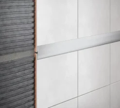 Diall Profilé de transition intérieur droit aluminium effet chromé poli L.2,5m x l.2,6cm x ep.11mm- Profilé Carrelage