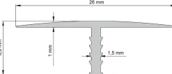 Diall Profilé de transition intérieur droit aluminium effet chromé poli L.2,5m x l.2,6cm x ep.11mm- Profilé Carrelage