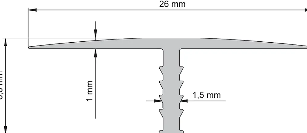 Diall Profilé de transition intérieur droit aluminium effet chromé poli L.2,5m x l.2,6cm x ep.11mm- Profilé Carrelage
