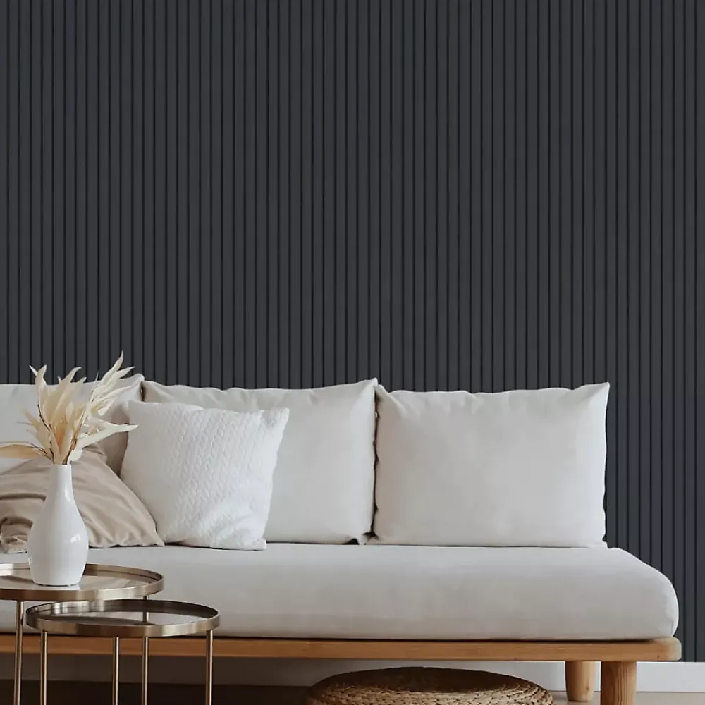 Protocole Home - Lambris MDF décoratif BEATS 2750 x 599 x 12 mm - Surface lisse, finition mate- Panneau Tasseau Bois