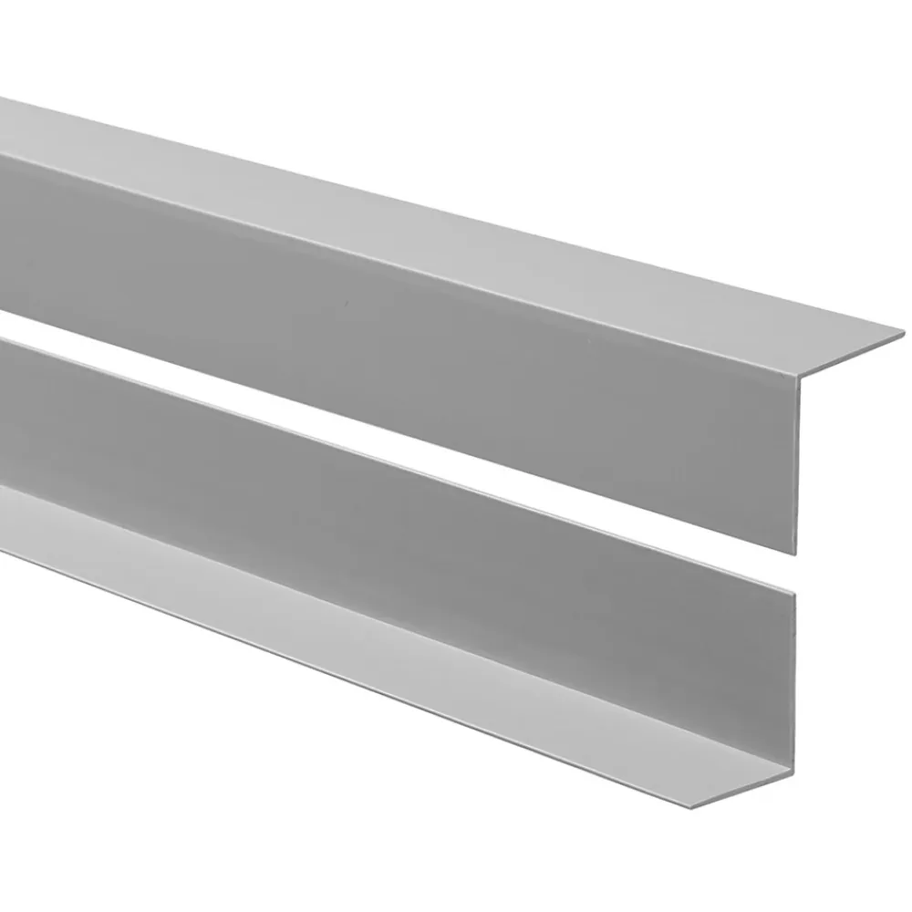 Quest Cornière PVC 20x10 mm de protection et de décoration, baguette d'angle de finition, profilé L, KT, rigide, gris, 200 cm- Plinthe Pour Sol En Vinyle Et Pvc