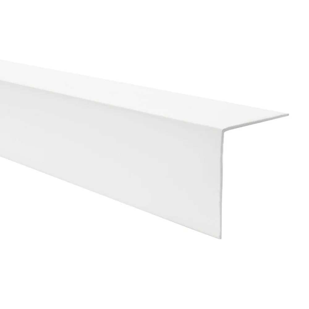 Quest Cornière PVC 50x50 mm de protection et de décoration, baguette d'angle de finition, profilé L, KT, rigide, blanc, 200 cm- Plinthe Pour Sol En Vinyle Et Pvc