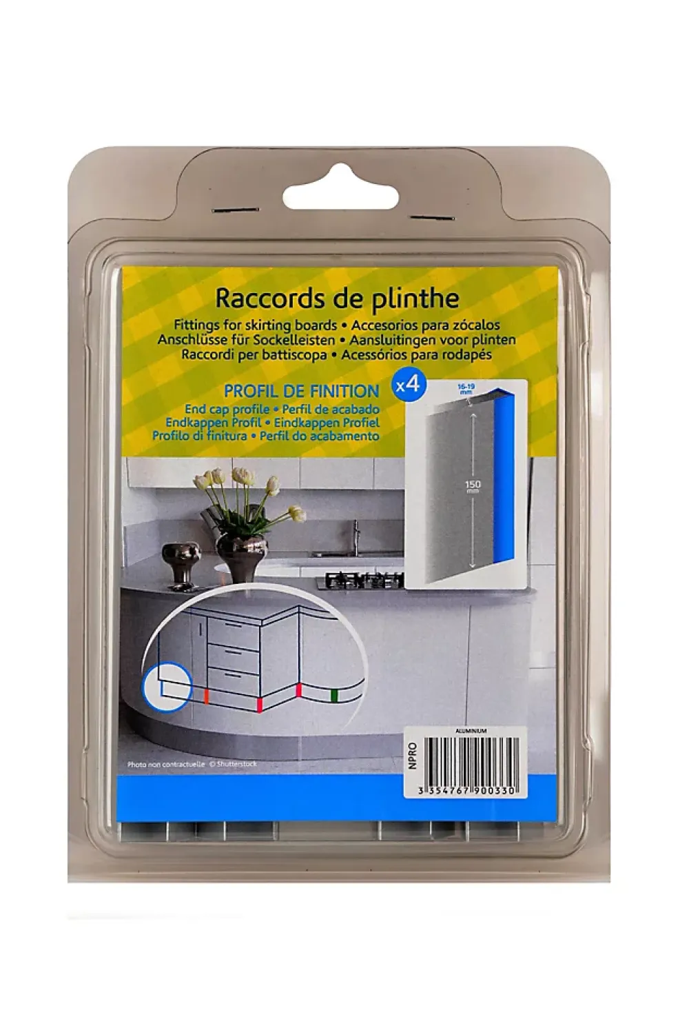 Nordlinger Pro Raccord de finition de plinthe de cuisine Nordlinger 16/19 mm, gris x 4- Plinthe De Cuisine